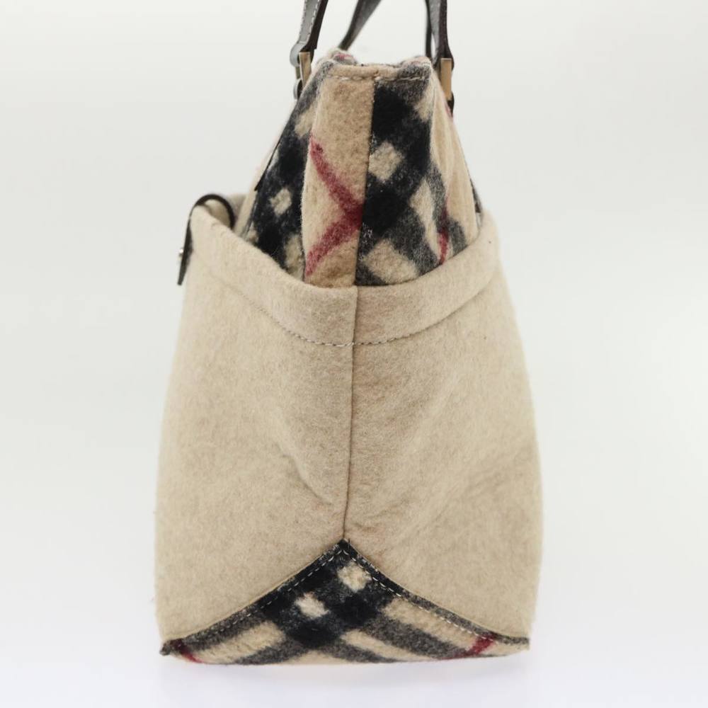 BURBERRY Nova Check Blue Label Tote Bag Wool Beige Auth bs6452 - Picture 3 of 16